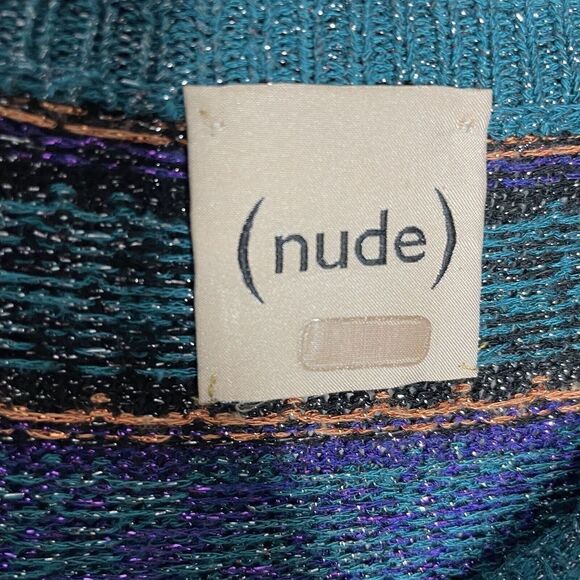 (nude) Sweater Women IT 42 US Medium Fair Isle Virgin Wool Blend Metallic Detail - Picture 10 of 11